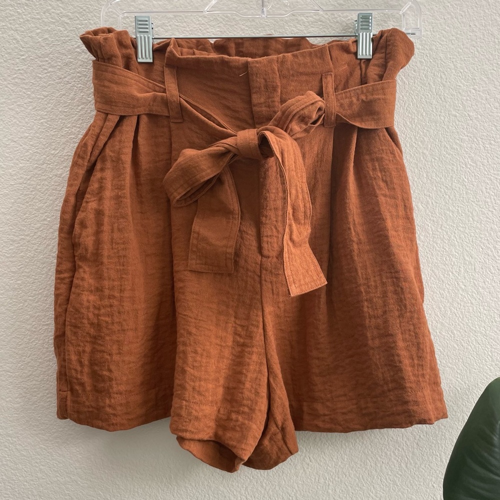 Target Brown High-Waisted Paperbag shorts